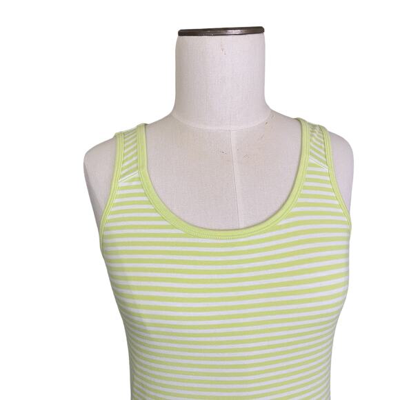Talbots T Tank Top Women's S Neon Green White Stripe Activewear Fitness Workout - Picture 2 of 9